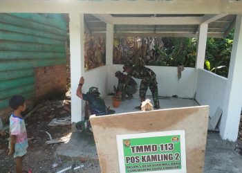 Masuki Hari Ke-9, Satgas TMMD ke-113 Kodim 0404 Muara Enim Kebut Pembangunan Pos Kamling
