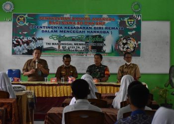 Cegah Peredaran Narkoba Dikalangan Pelajar, TMMD Kodim 0404 Muara Enim Gelar Sosialisasi Bahaya Narkoba