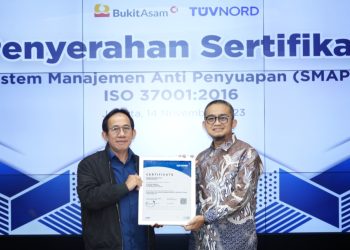 Bukit Asam (PTBA) Sukses Pertahankan Sertifikasi Sistem Manajemen Anti Penyuapan