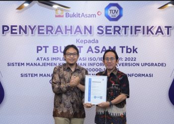 Bukit Asam (PTBA) Raih Sertifikat Berstandar Internasional untuk Layanan Teknologi Informasi